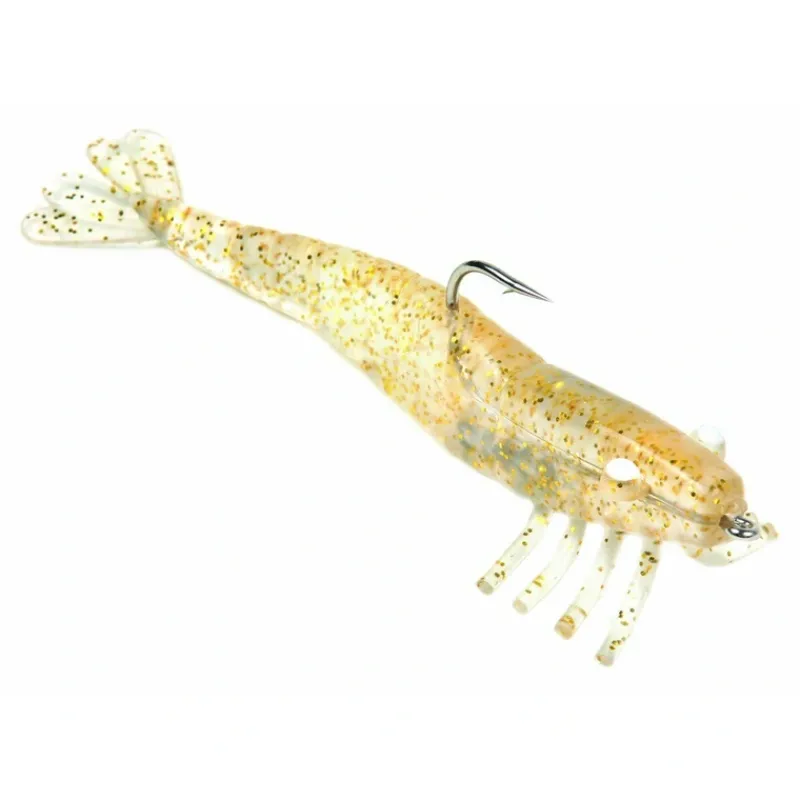 Sea Striker Rigged Shrimp, 3", 1/4 oz, Gold Glitter, 3/Pack - Your Premium Fishing Gear Store Rods Lines Baits Accessories* Flash Sale