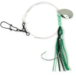 Sea Striker Squid Skirt Rig with Spinner, 3", 1/0 Wide Gap Hook, Green/Black Stripe - Your Premium Fishing Gear Store Rods Lines Baits Accessories* Fashion