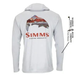 Simms Logo Tech Hoody - Artist Series Trout Logo Flame/Sterling - Your Premium Fishing Gear Store Rods Lines Baits Accessories* Cheap
