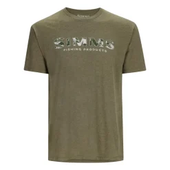 Simms Logo T-Shirt RC Dark Clover/Military Heather - Your Premium Fishing Gear Store Rods Lines Baits Accessories* Best Sale