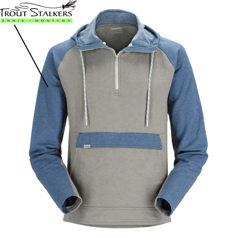 Simms MTS Logo Vermilion Hoody Steel Heather/Navy Heather - Your Premium Fishing Gear Store Rods Lines Baits Accessories* Online