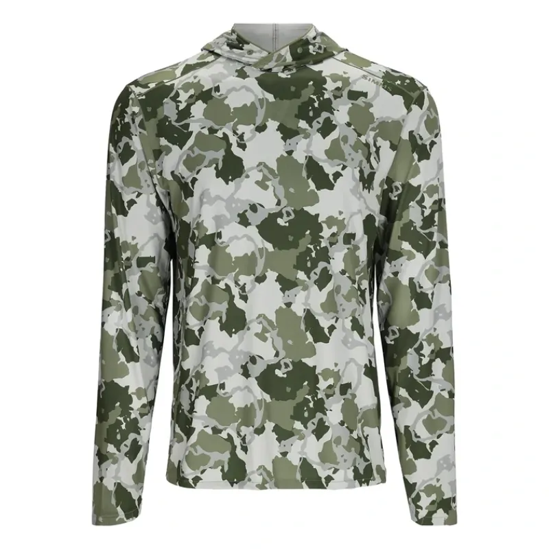 Simms SolarFlex Hoody Regiment Camo Clover - Your Premium Fishing Gear Store Rods Lines Baits Accessories* Clearance