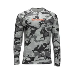 Simms SolarVent Crew - Woodland Camo Steel - Your Premium Fishing Gear Store Rods Lines Baits Accessories* Flash Sale