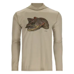 Simms Tech Hoody - Artist Series Stone/Brown Trout - Your Premium Fishing Gear Store Rods Lines Baits Accessories* Flash Sale