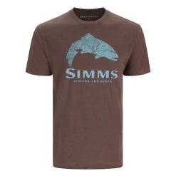 Simms Wood Trout Fill T-Shirt Brown Heather - Your Premium Fishing Gear Store Rods Lines Baits Accessories* Discount