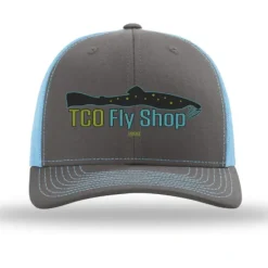 Fly Fishing^ TCO Fly Shop Hat Trucker - Charcoal/Columbia Blue - Your Premium Fishing Gear Store Rods Lines Baits Accessories