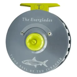 Fishing Line^ Tibor Everglades Reel Custom Graphite Grey Frame and Spool, Lemon Lime Drag Knob, Reel Foot and Stop Nut, Bonefish Engraving - Your Premium Fishing Gear Store Rods Lines Baits Accessories