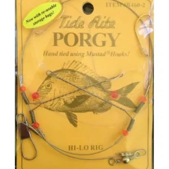 Bait^ Tide Rite Hand Tied Beaded Gold Baitholder Porgy Rigs, Mustad Long Shank Hook, Size 2 - Your Premium Fishing Gear Store Rods Lines Baits Accessories